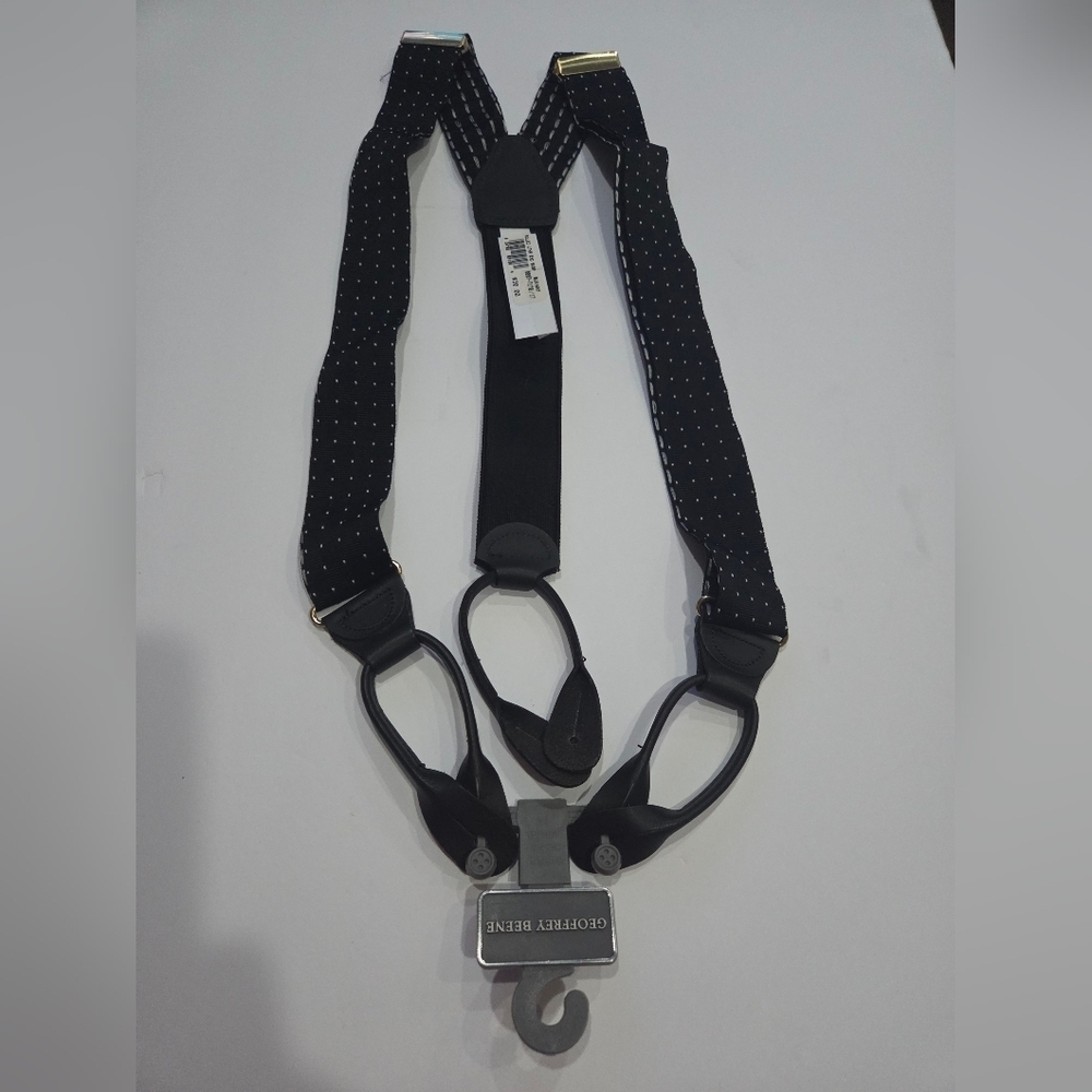 NWT Geoffrey Beene Black Polka Dot Suspenders
